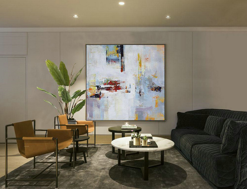 Handmade Large Painting,Oversized Palette Knife Painting Contemporary Art On Canvas,Extra Large Wall Art,White,Purple,Yellow,Orange.etc